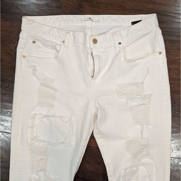 7 for All Mankind White Ripped Jeans | 30" - Picture 3 of 11